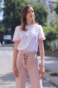 Pantalon Misha - long - toile rose poudrée