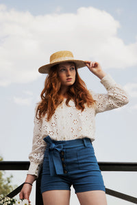 Short Sasha - bleu denim moyen - coton upcyclé