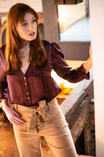 Blouse Tatiana - soie satin - made in France - bordeaux