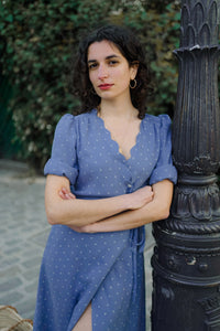 Robe Sofia - bleu ciel - cupro upcyclé - Made in France