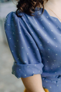 Robe Sofia - bleu ciel - cupro upcyclé - Made in France