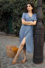 Robe Sofia - bleu ciel - cupro upcyclé - Made in France
