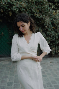 Robe Sofia - crème vanille - viscose upcyclée - Made in France